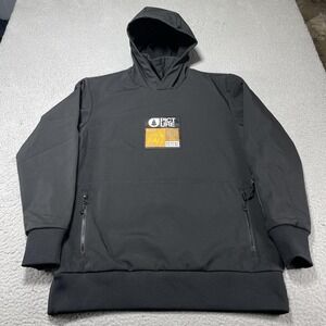 Picture Ski Jacket Mens XL Black Hooded Softshell Pullover Zip Pockets Snowboard